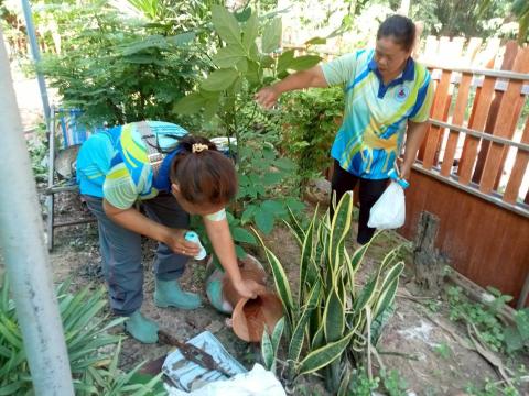 ลงพื้นที่หยอดทรายอะเบทเพื่อป้องกันและกำจัดลูกน้ำยุงลายในชุมชน วัด และโรงเรียน ประจำปี 2568