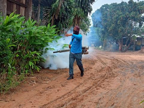โครงการพ่นหมอกควันกำจัดยุงลายและป้องกันโรคไข้เลือดออก วันที่ 4 ประจำปีงบประมาณ 2568