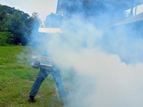 โครงการพ่นหมอกควันกำจัดยุงลายและป้องกันโรคไข้เลือดออก วันที่ 4 ประจำปีงบประมาณ 2568