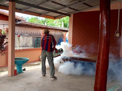 โครงการพ่นหมอกควันกำจัดยุงลายและป้องกันโรคไข้เลือดออก วันที่ 4 ประจำปีงบประมาณ 2568